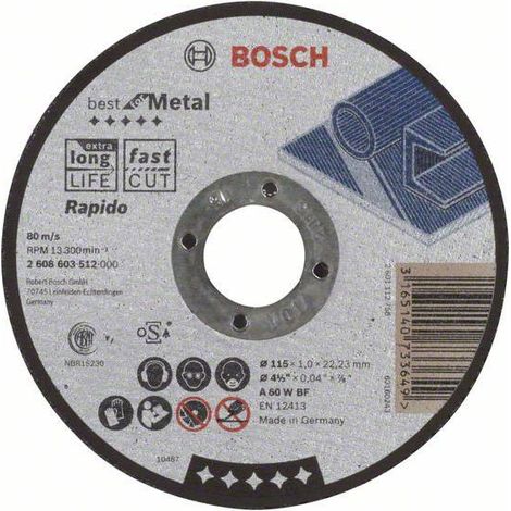 Disco da taglio BOSCH dritto Best for Metal - Rapido A 60 W BF, 115 mm, 1,0 mm 2608603512
