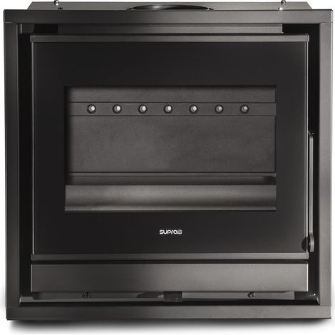 Supra – Insert cheminée à bois double combustion 6kW – Dimensions 59 x 55,5 x 40,5 cm – Raccordement dessus 150 mm – Vision du feu 45 cm (1/2)