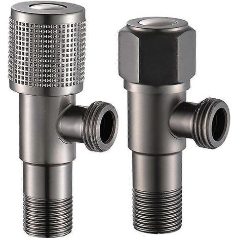 Robinet d'angle gris anthracite, vanne d'eau chaude et froide en acier inoxydable, té domestique avec une entrée et deux sorties, clapet anti-retour. (1/5)
