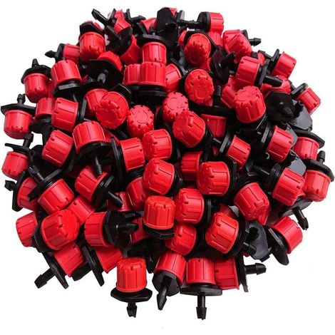 200Pcs 1/4" Goutteur Irrigation, Goutteurs réglables d'irrigation arrosage Goutte à Goutte pour Plante Jardin Serre Potager Gazon, Mauve (1/5)