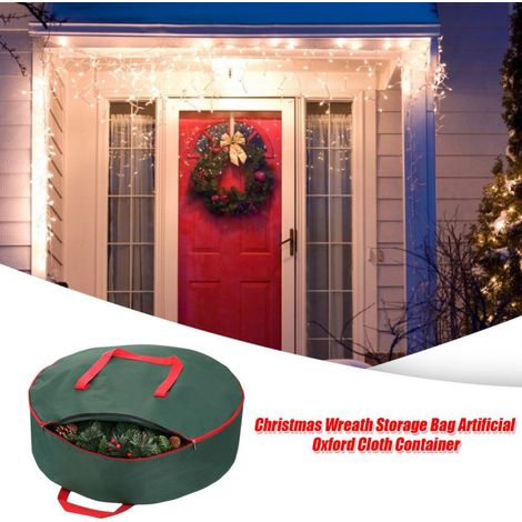 Sac de rangement pour couronne de Noël en toile Oxford 600D, housse de stockage pour guirlande décorative, rouge, 60x18 cm (1/5)