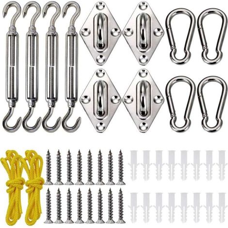 – Kit de matériel en Acier Inoxydable pour l'installation d'une Voile d'ombrage Triangulaire, carrée et rectangulaire pour Le Patio et la pelouse (1/5)