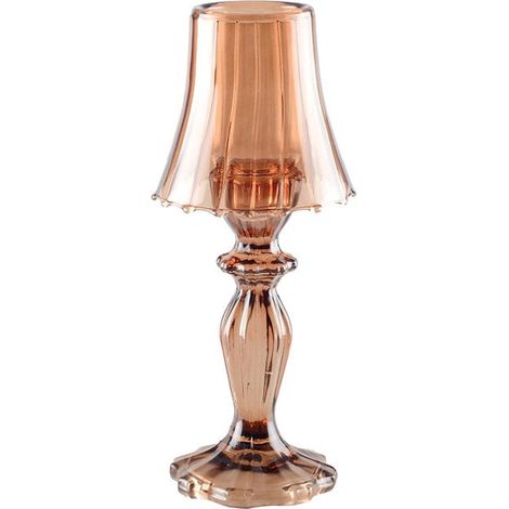 Bougeoir sur Pied en Verre Marron Chandelier Décoration de Table 10 x 10 x 24,5 cm - PANGIVO (1/4)