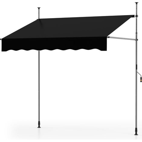 COSTWAY Tenda da Sole a Morsetto, Regolabile in Altezza e Inclinazione con Manovella, Telo Impermeabile e Resistente ai Raggi Solari e Telaio Antiruggine, Tenda Retrattile Senza Foratura (2M,Nero) (1/5)