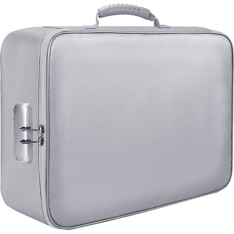 Sac De Stockage Pour Documents - Résistant Au Feu Et À L'Eau - Fermeture Éclair Étanche Et Serrure Combinée - 3 Couches Avec Compartiments Organisés - Pour Dossiers, Passeports, Cartes, Clés USB, Cert (1/5)