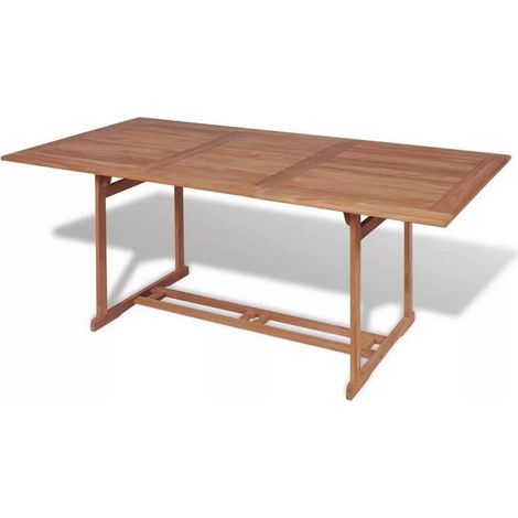 Table de jardin teck massif clair Leez 180cm (1/3)