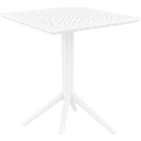 Table de jardin carrée blanc – design moderne en résine plastique résistante 100002952 (1/4)