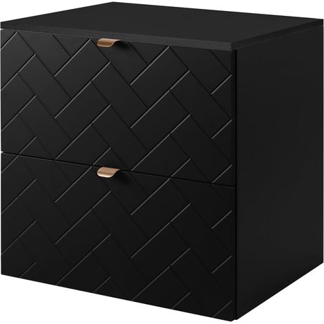 Mobile da bagno, Nero Opaco, 60 x 57 x 46 cm, Maniglie Dorate (1/5)