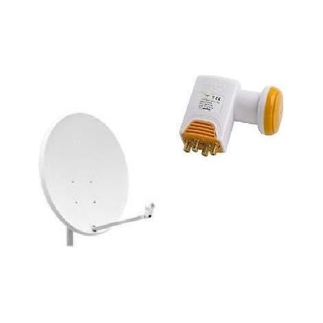 PACK PARABOLE SATELLITE ACIER 65 CM + LNB QUAD GOLDEN MEDIA 0,1DB COMPATIBLE CANAL HD ME