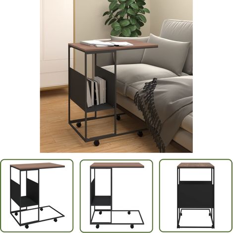 The Living Store Beistelltisch mit Rollen Schwarz 55x36x63,5 cm Holzwerkstoff - Couchtisch - Beistelltisch - Sidetable - Holzwerkstoff - Schwarzbraun (1/5)