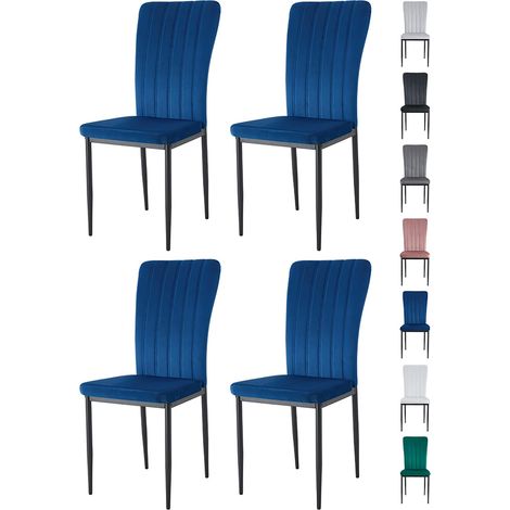 Velvet Padded Seat Dining Chairs with Metal Legs NEW ELLE LIGHT BLUE 4 (1/5)