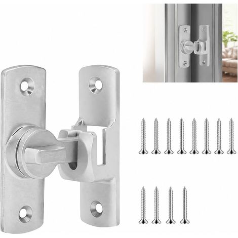 verrou Porte coulissante intérieur extérieur 3 pièces Serrure de sécurité 75x23mm argenté Verrouillage Porte Aluminium Bois métal Usage Salle de Bain Chambre Bureau Maison (1/5)