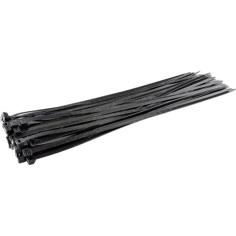 Lange, robuste silberne Kabelbinder, 370 mm x 4,8 mm, 100er-Packung, aus hochwertigem Nylon, 750 mm x 7,6 mm Reißverschluss, schwarz