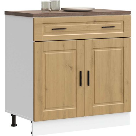 Mueble bajo de cocina porto roble artesano madera reconstituida (1/5)