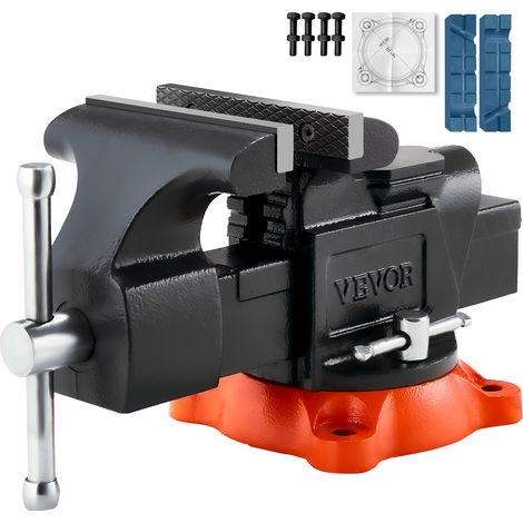 VEVOR Morsa, Apertura Massima Ganascia 127 mm, Morsa Multiuso con Base Bloccaggio Girevole 360°, Morsa da Banco in Ferro Nodulare per Carichi Pesanti, Ganasce a 2 Vie per Serraggio di Tubi Tondi