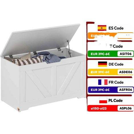 Coffre de rangement, capacité 100 L, dimensions 80 cm x 40 cm x 45 cm, matériau en mélamine, poids maximum 136 kg, charnière de sécurité (1/5)