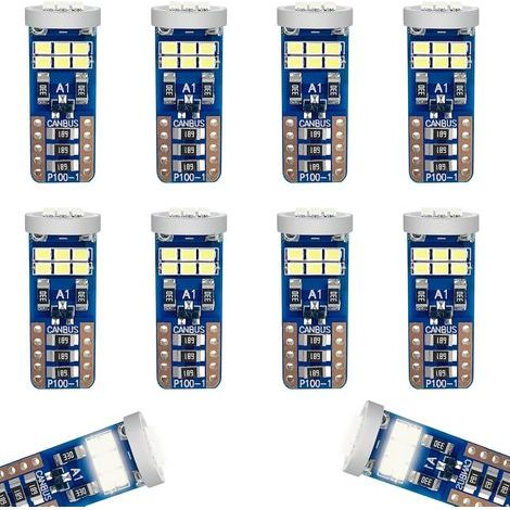 10 Pieces Ampoules T10 W5W LED, 6500K (Blanc) - Canbus Sans Erreur, Haute Puissance, Longue Durée de Vie pour Voiture Intérieur Lumière Dôme Porte Plafonnier Position Feux De Pla (1/5)