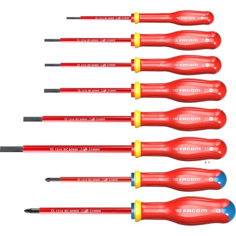 Satz mit 8 Schraubendrehern Protwist isoliert 1000 Volt FACOM - ATD.J8VE (1/2)