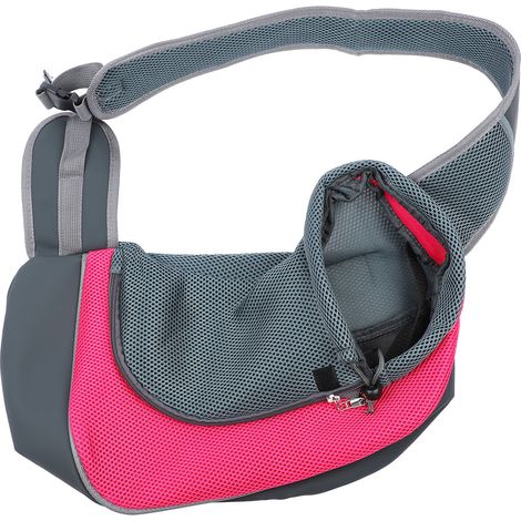 Sac à bandoulière portable en maille respirante pour animaux de compagnie, porte-chien pour voyage en plein air, Rose rouge (1/5)