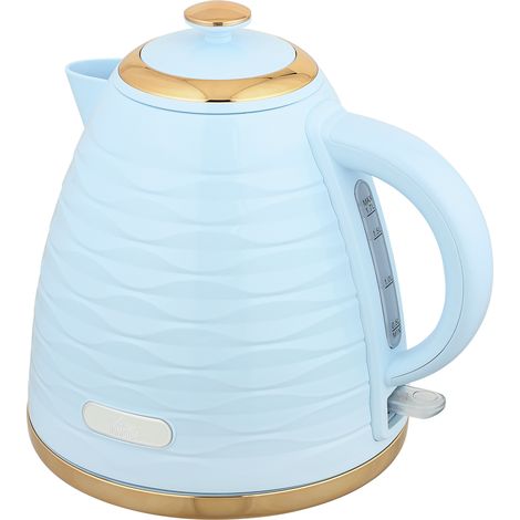HOMCOM Electric Kettle, Fast Boil, 1.7L, 3kW, Swivel, Light Blue Ripple (1/5)