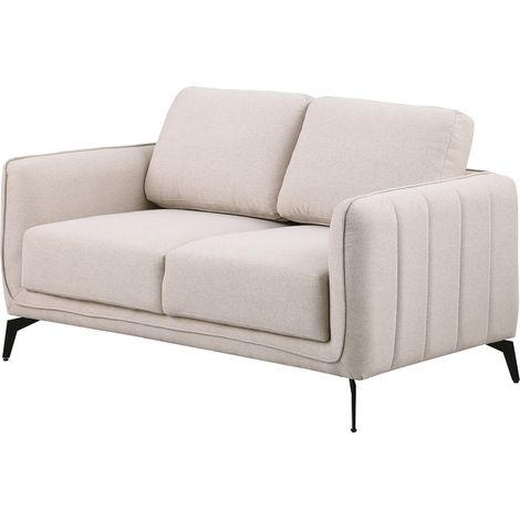 OSLO MODERN SCANDI STYLE FABRIC LIVING ROOM 2 SEATER SOFA BEIGE