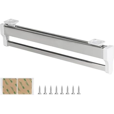 Barre de penderie extensible pour armoire, télescopique et réglable de 40 à 80 cm, pour armoires d'une profondeur de 400 mm. (1/5)