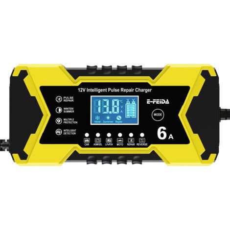 jauneChargeur de batterie de voiture 12 V 6 A, chargeur 12 V pour batteries au plomb-acide (1/4)