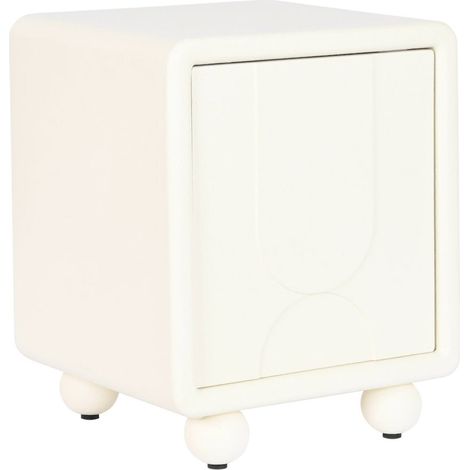 Table de chevet blanche épurée pour chambre moderne - Blanc cassé satiné (1/5)