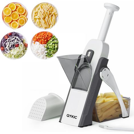 Mandoline Cuisine 5 en 1 - Coupe Légumes Inox - 8 Réglages Épaisseur - ABS Antidérapant - Frites Salades - Gris 36,8 cm (1/5)