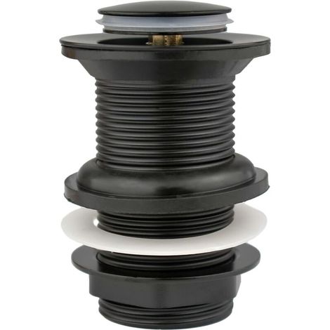 Schwarzer Ersatz-Waschbeckenablauf ohne Schlitz, hochwertiger Messing-Pop-up-Waschbeckenstöpsel, Standard-G-1 1/4"-BSP-Anschluss, 1 Stück