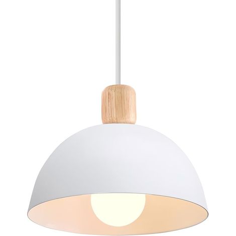 20CM Lustre En Métal Vintage Suspension Luminaire Moderne Lampe À Suspension D'Intérieur Simple E27, Blanc Pour Restaurant Cuisine