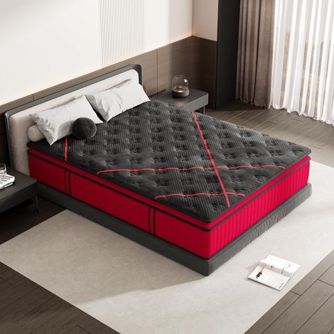 DEWINNER Matelas 140x200x30 cm, Matelas à Ressorts Ensachés, Mousse de Confort Double, Isolation des Mouvements, Soutien sur 7 Zones, H3/H4 Ferme, Hybride