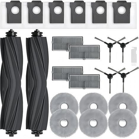 Kit d'accessoires pour aspirateur robot Dreame L10s Pro Ultra Heat/L10s Ultra Gen 2/L40 Ultra AE/X30 Ultra/Mova E30 Ultra - Comprend 2 brosses principales, 6 sacs à poussière, 6 tampons de nettoyage (1/5)