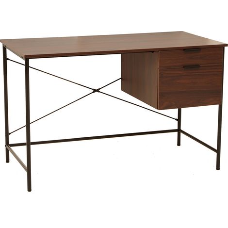 Premier Housewares Bradbury Dark Walnut Veneer Desk with Drawers (1/7)