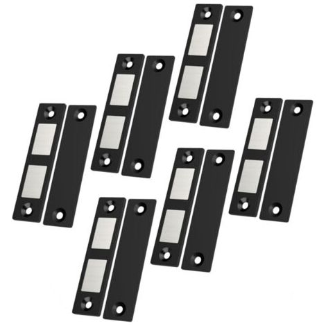Pack of 6 Ultra Thin Magnet Cupboard Door Powerful Magnetic Door Catch for Cabinet Door, Magnetic Closure for Sliding Door Magnet Cupboard for Kitchen, Home, Drawer, Black (1/5)