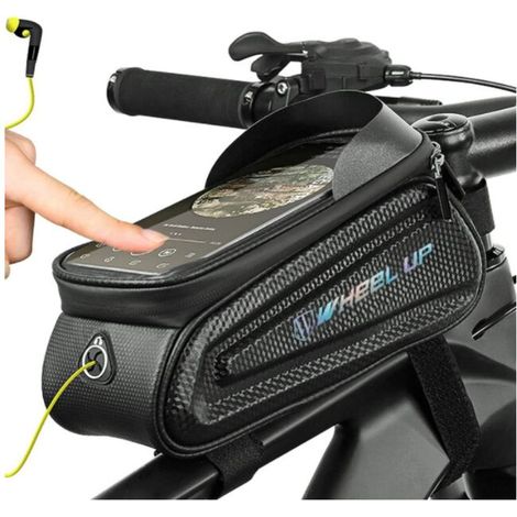 Sacoche de cadre de vélo Support de téléphone pour vélo Support de téléphone pour vélo étanche Coque rigide en TPU Écran tactile inférieur à 7,0 pouces, pare-soleil avec trou pour écouteurs, accessoir (1/4)