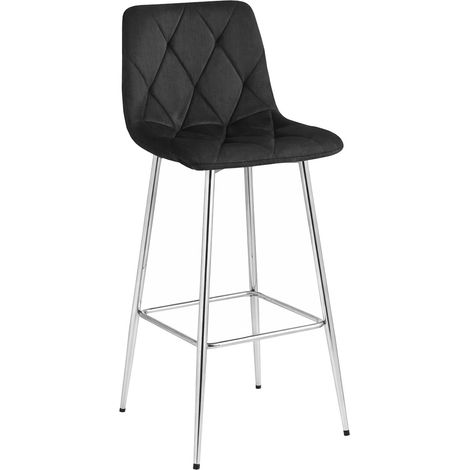 Sgabello alto Nado in velluto nero e gambe cromate (1/5)