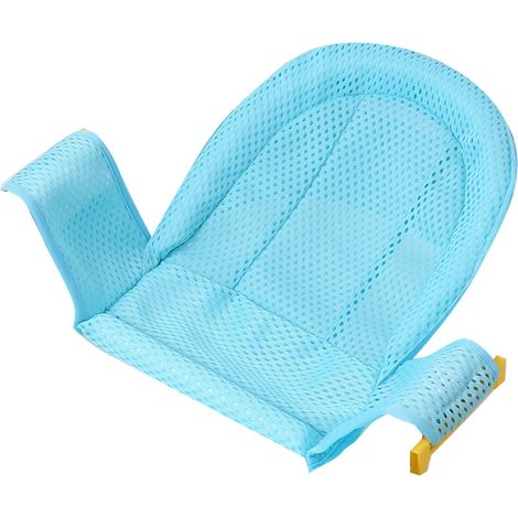 Siège de bain bébé réglable avec sangle antidérapante et filet respirant bleu pour nouveau-né (1/5)