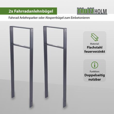 2 x Fahrradanlehnbügel 116,5 x 39 cm Flachstahl 13 mm Anthrazit Einbetonieren Fahrradständer Parker Typ H (1/5)