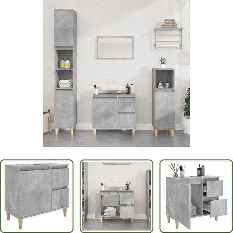vidaXL Armoire béton - Armoire de salle de bain gris béton 65x33x60 cm (1/5)