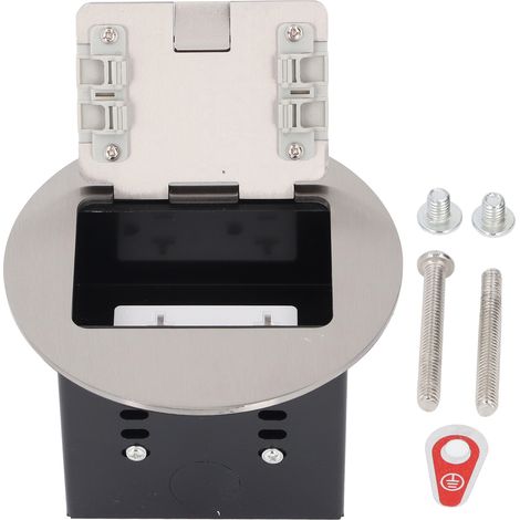 Sortie de sol encastrée 20A 2500W, 2 prises, prise ronde en acier inoxydable, pour bureau, hôtel, école (1/5)