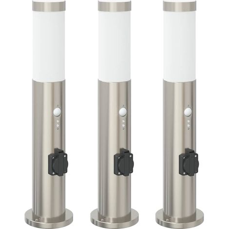 Lampioni a dissuasore con sensore e presa 3 pz 50 cm IP44 vidaXL (1/5)