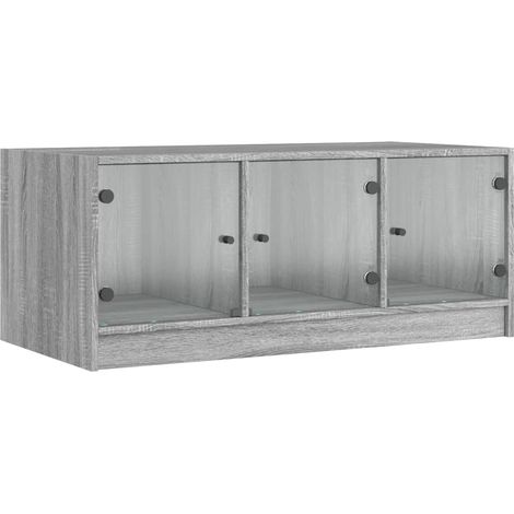 Maison Exclusive - Couchtisch mit Glastüren Grau Sonoma 102x50x42