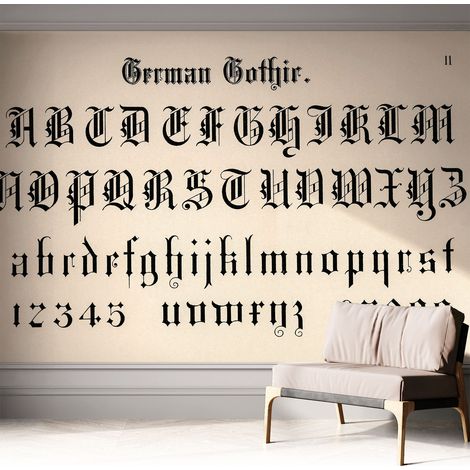 Papier peint autocollant avec imprimé décoratif pour salon et chambre à coucher Installation facile Lettres gothiques 312x219 cm (1/5)