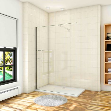 AICA paroi de douche 140x190cm paroi de douche à l'italienne avec une barre de stabilisation extensible (1/5)