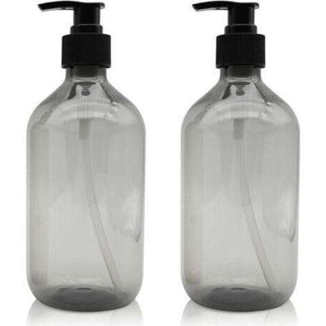 dispenser di sapone da 500 ml, flaconi vuoti in plastica con dosatore a pompa, ricaricabili per oli essenziali, lozioni, shampoo e balsamo (grigio)