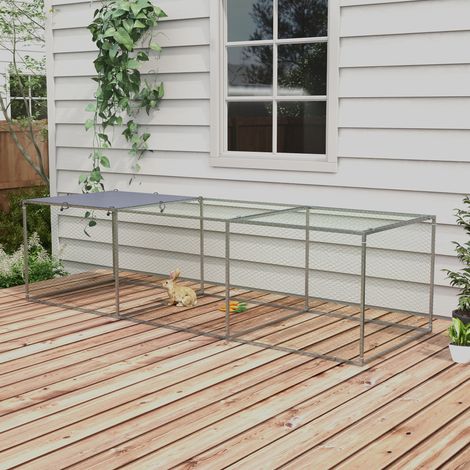 Animal Enclos poulailler cage clapier extérieur 3 m² pour petits animaux x 1 x 0,8 m acier galvanisé (1/4)