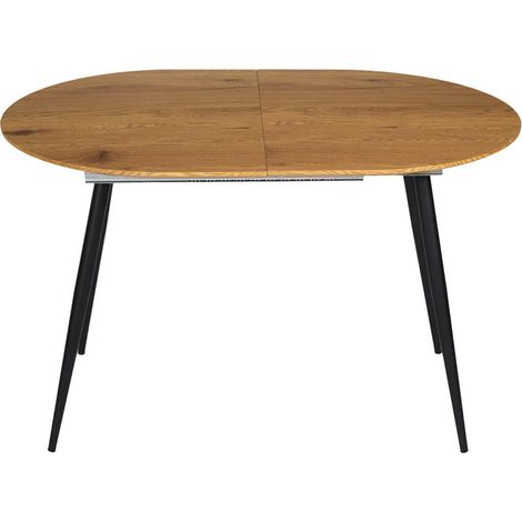 Altobuy – Table extensible scandinave 120-160 cm – MDF aspect bois – Piétement métallique noir – 80 cm de large – Pour 6 personnes (1/5)