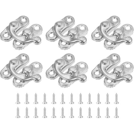 6 Pcs Verrou de Boîte Vintage, 23 x 26mm Mini Loquet de Boîte à Bras Oscillant Loquet Gauche avec Vis pour Boîte à Bijoux Valise Boîte à Outils en Bois, Argent (1/5)