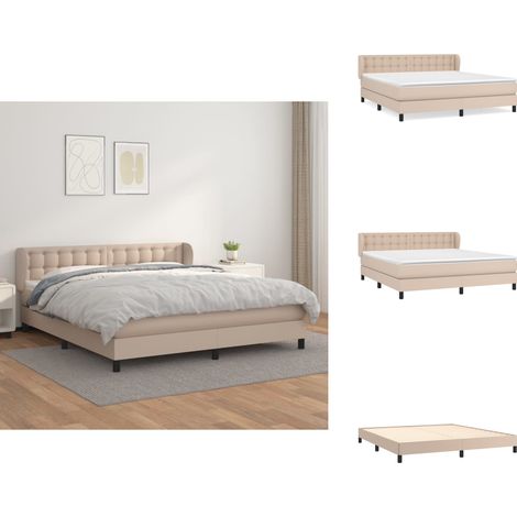 Sommier à lattes de lit avec matelas Cappuccino 180x200 cm - Lit À Sommier Tapissier - Lits À Sommier Tapissier - Lit - Meubles De Chambre À Coucher (1/5)